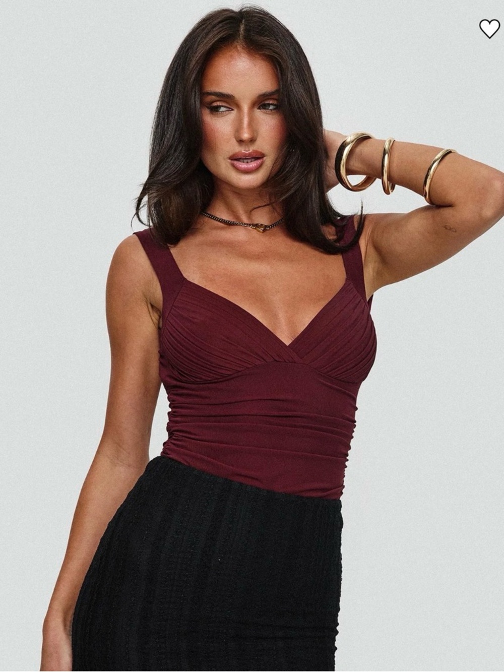 NWT Morgane Mesh Bodysuit Burgundy - sz L